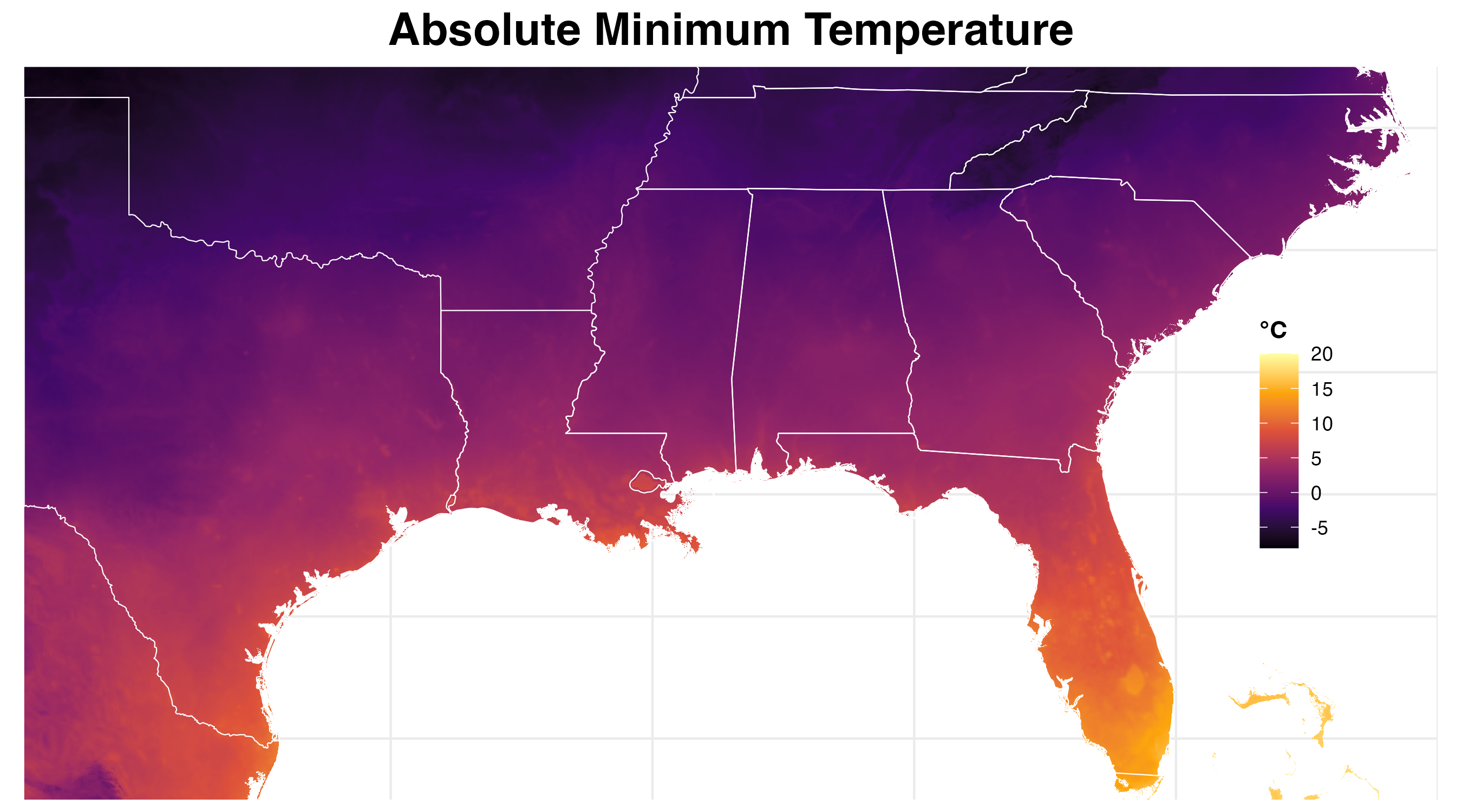 Winter temperature map